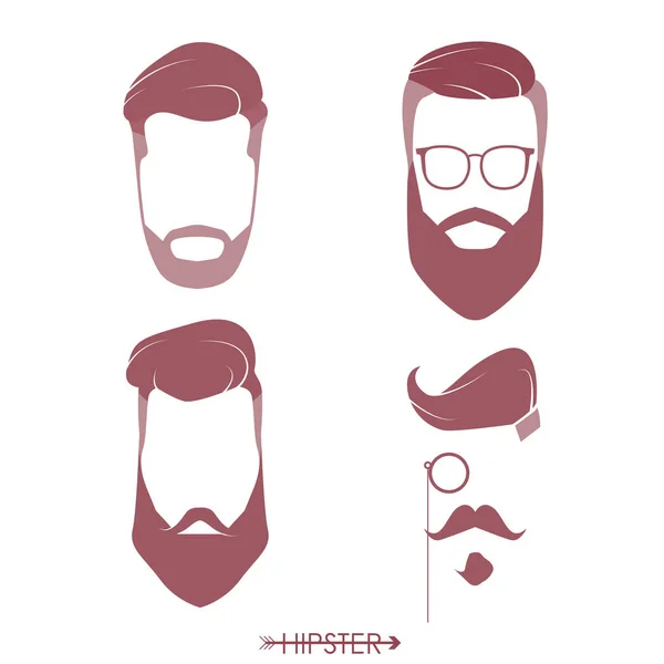 Conjunto de cortes de cabelo hipster man —  Vetores de Stock