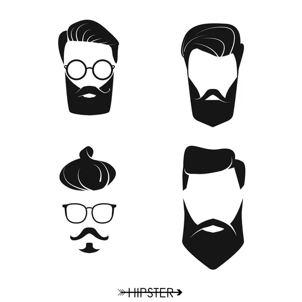 Set hipster man kapsels — Stockvector