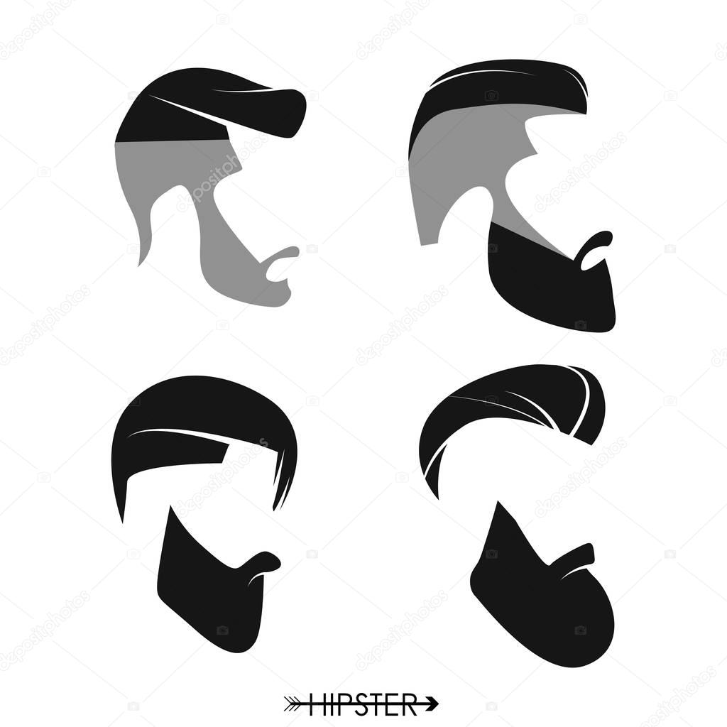 Set of hipster man haircuts,