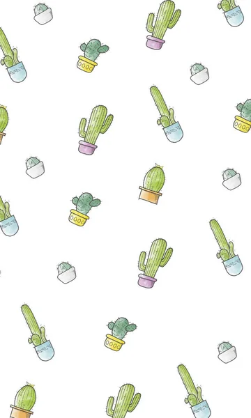 Aranyos rajzfilm kaktusz minta — Stock Fotó