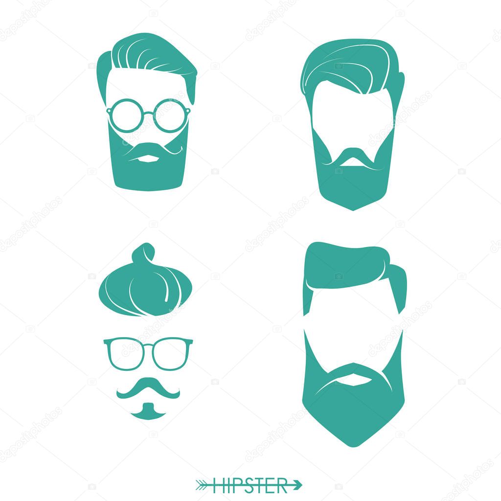 Set of hipster man haircuts