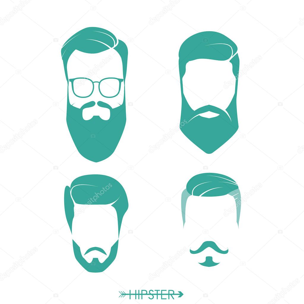 Set of hipster man haircuts