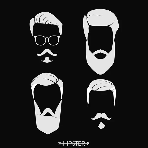 Hipster homens cortes de cabelo Set — Vetor de Stock