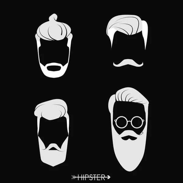 Hipster hombres cortes de pelo conjunto — Archivo Imágenes Vectoriales