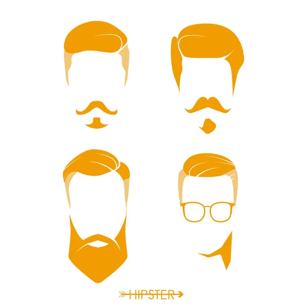 Silhueta de homens hipster cortes de cabelo —  Vetores de Stock