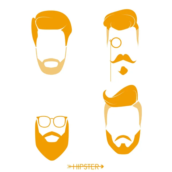 Silhueta de homens hipster cortes de cabelo — Vetor de Stock