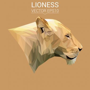 Dişi aslan düşük Poli Dizayn