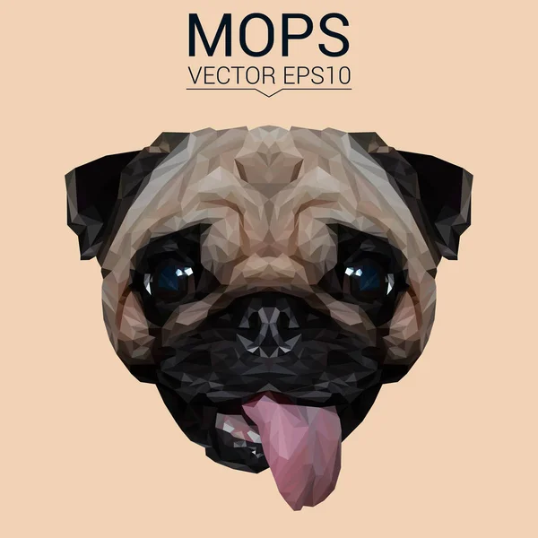 Mops Low Poly Design — Stockvektor