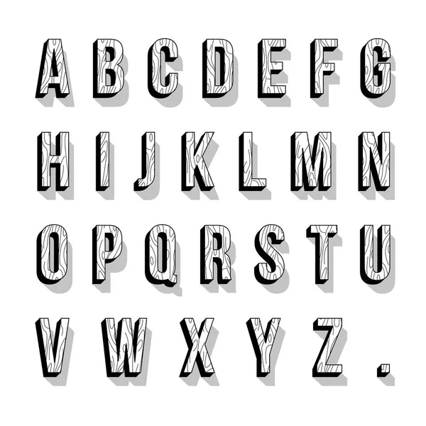 Alphabet police en bois — Image vectorielle