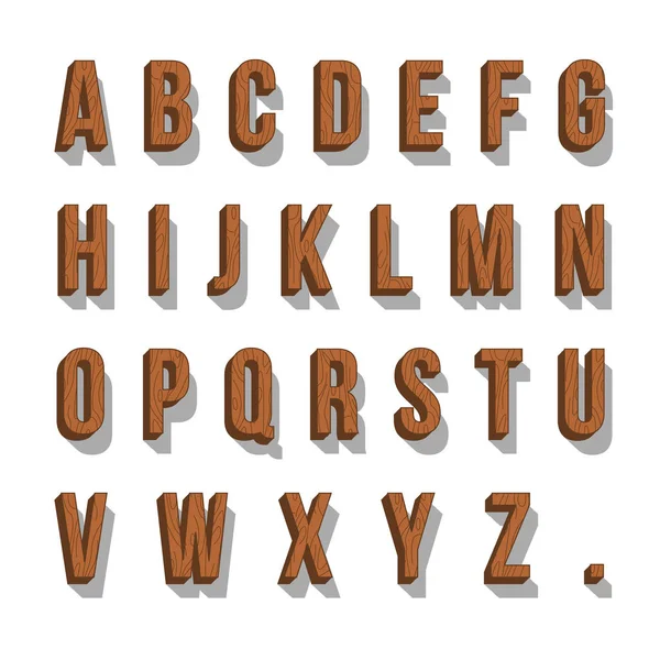 Alphabet police en bois — Image vectorielle