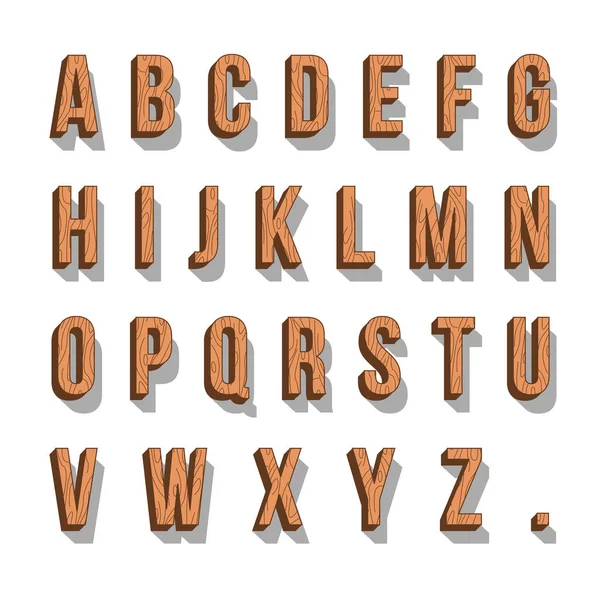 Alfabet houten lettertype — Stockvector