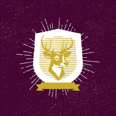Yenilikçi retro geyiği siluet logosu