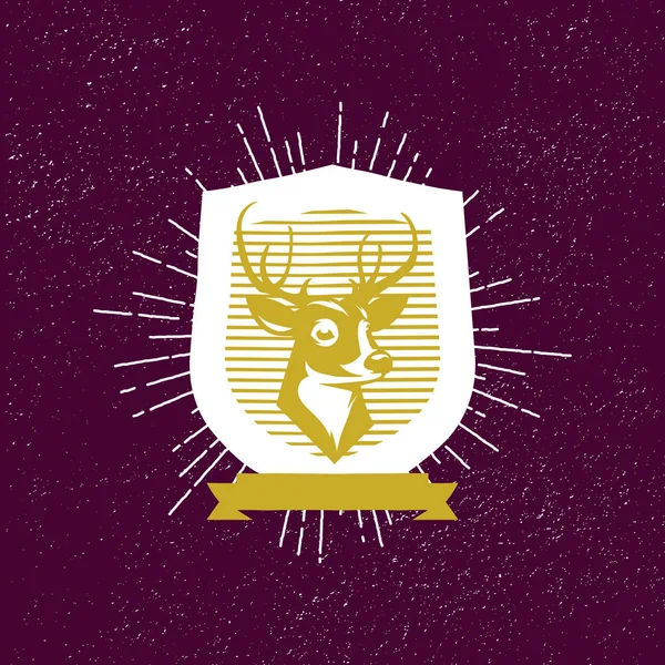 Logo de silhouette de cerf rétro Hipster — Image vectorielle