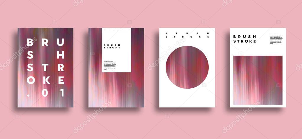Futuristic set of isometric patterns on pink  background 