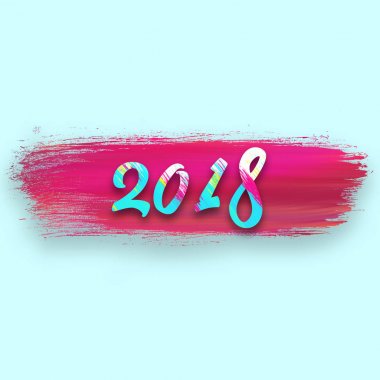 el yazısı numarası 2018 mavi zemin üzerine pembe boya  