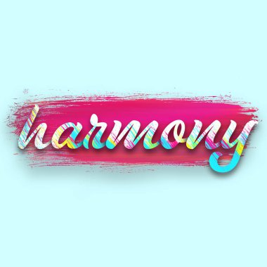 Word uyum içinde mavi zemin üzerine pembe boya