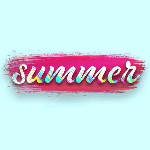 Почерк Слова Summer Pink Paint Blue Background — стоковое фото