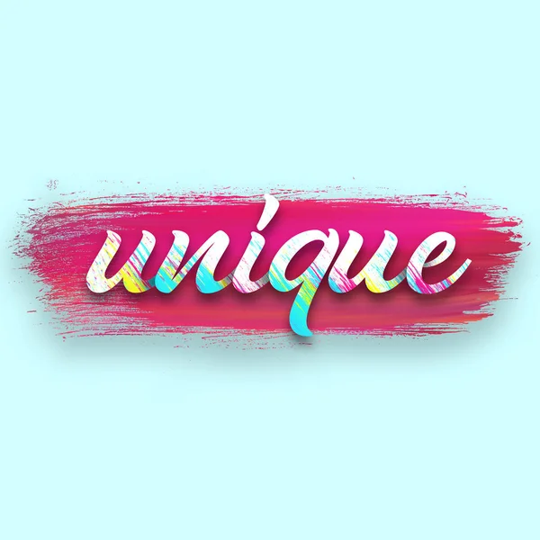 Handwriting Word Unique Pink Paint Blue Background — Stock Photo, Image