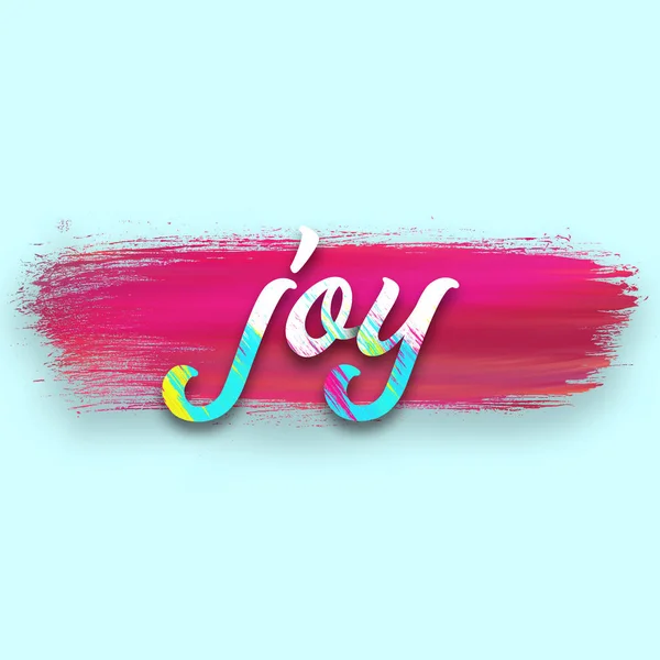 Handwriting Word Joy Pink Paint Blue Background — Stock Photo, Image