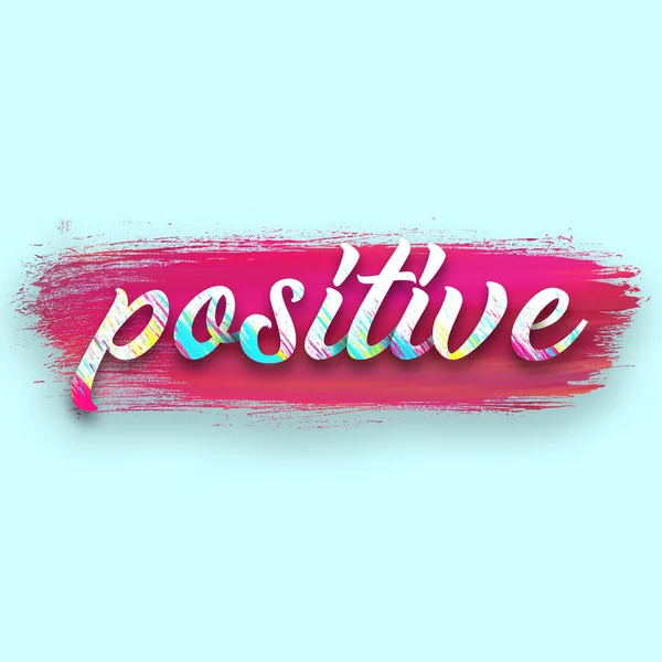 Handwriting Word Positive Pink Paint Blue Background — Stock Photo, Image