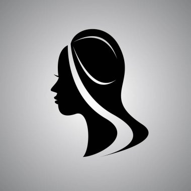 Güzel kadın yüzü siluet profil. Retro saç modeli, babette