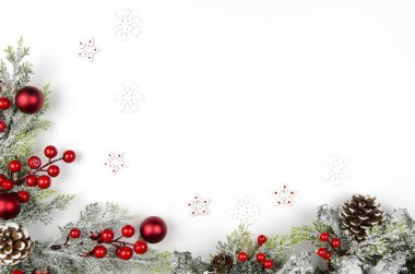 Kopya alanı ile Noel mockup düzeni. Düz yatıyordu trandy kavramı.