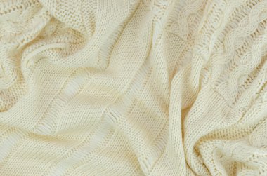 Üst görünüm yünlü kumaş dokusu. Kırışık kumaş arkaplan