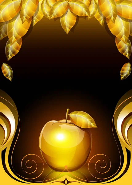 Fond avec une pomme dorée — Image vectorielle