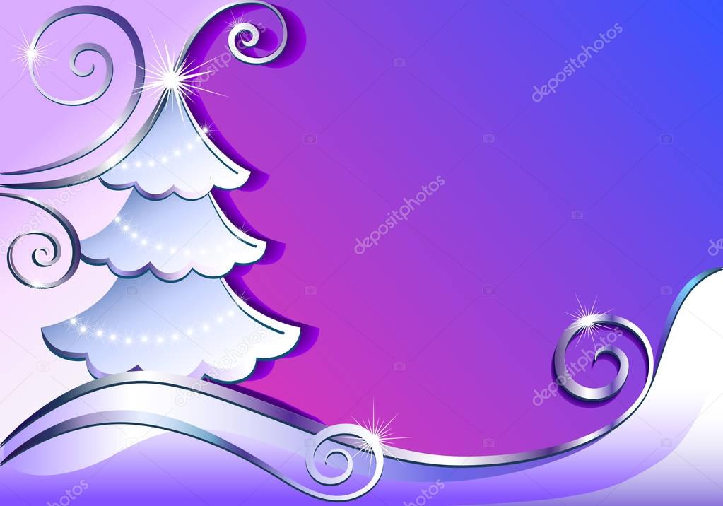 christmas card with fir tree