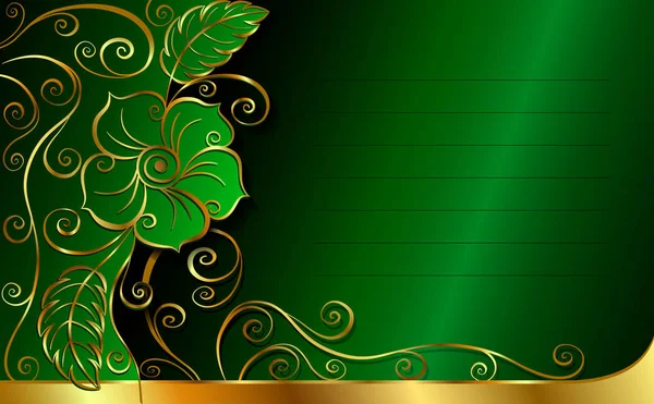 Carte Postale Avec Ornement Floral Couleurs Vertes — Image vectorielle