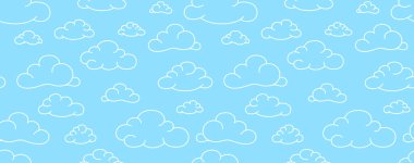Bulutlar. Mavi bir arkaplanda geometrik dikişsiz desen