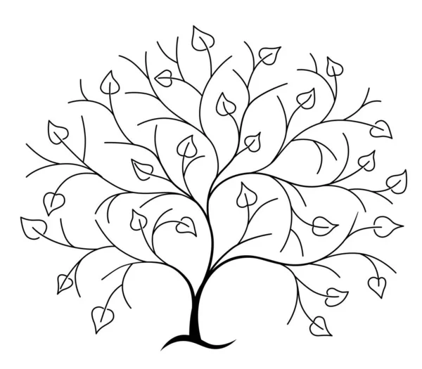 Träd Med Löv Vektorritning — Stock vektor