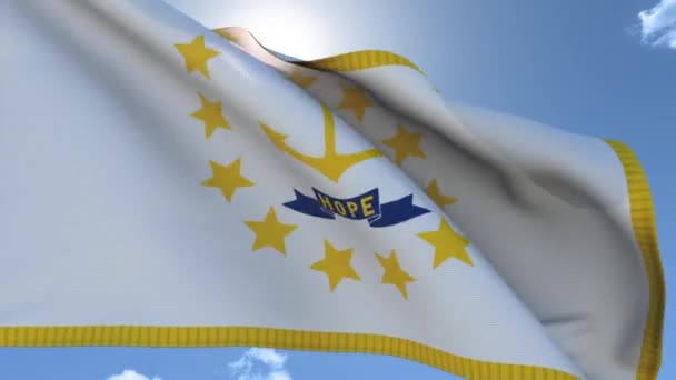 罗得岛的旗帜在风中飘扬 — 图库视频影像