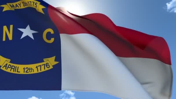 Флаг Северной Каролины, машущий на ветру — стоковое видео