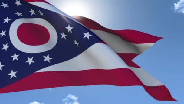 Vlag van Ohio zwaaien in de wind — Stockvideo