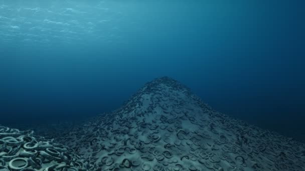 Okyanus Kirliliği - Suyun Altında Lastik Mezarlığı — Stok video