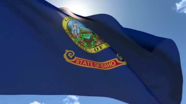 Bandera de Idaho ondeando al viento — Vídeos de Stock