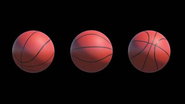 3 Different rotations of Basketball Balls — Stock Video