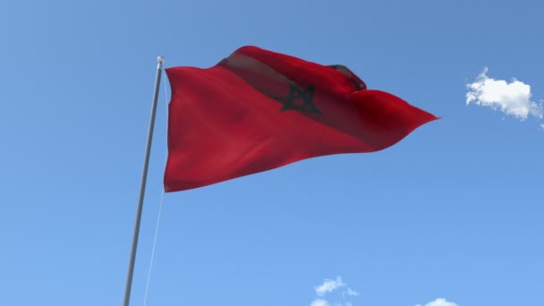 Σημαία του Μαρόκου κουνώντας — Αρχείο Βίντεο
