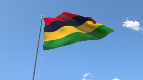 Die Fahne des Mauritius weht — Stockvideo