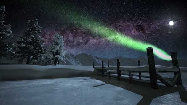 Aurora Boreal en la orilla — Vídeos de Stock