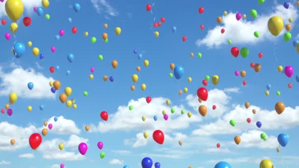 Сотни воздушных шаров, 3D рендеринг — стоковое видео