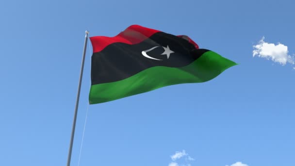 Libyen viftande flagga — Stockvideo