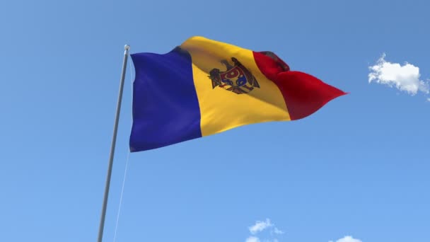 Bandera de Moldova ondeando — Vídeo de stock