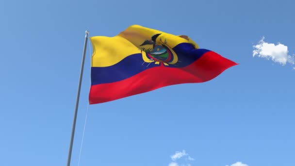 Vlajka Ekvádoru mává — Stock video