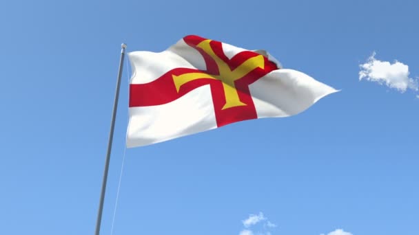 Vlag van Guernsey zwaaien — Stockvideo