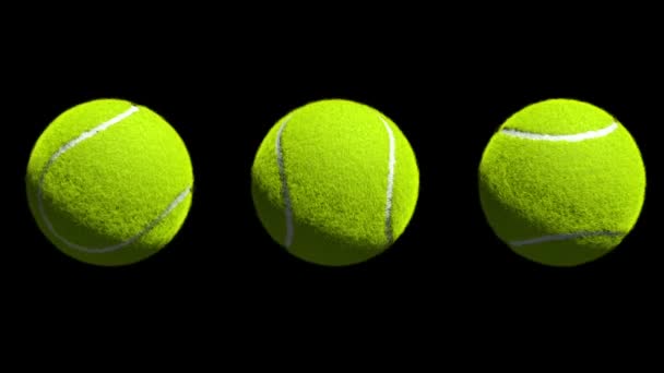 3 verschiedene Rotationen von Tennisbällen. — Stockvideo