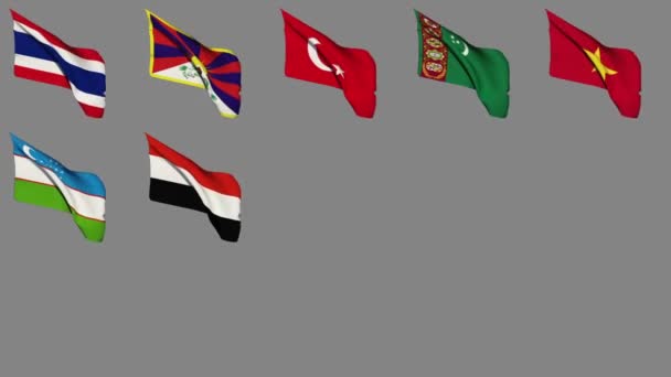 Flags Of Asia part 4 of 4 Royalty Free Stock Video