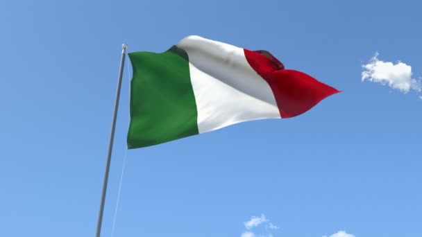 Bandera de Italia ondeando — Vídeo de stock