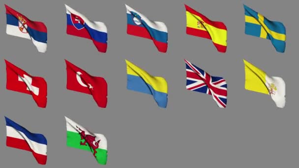 Flags of Europe Part 4 of 4 — Stock Video